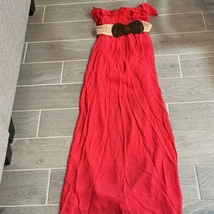 Trixxi Stylish Coral Maxi Dress with Belt Women’s Sz Large